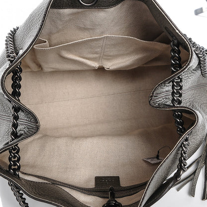 Gucci Metallic Pebbled Calfskin Medium Soho Chain Shoulder Bag Sasso 5 of 7