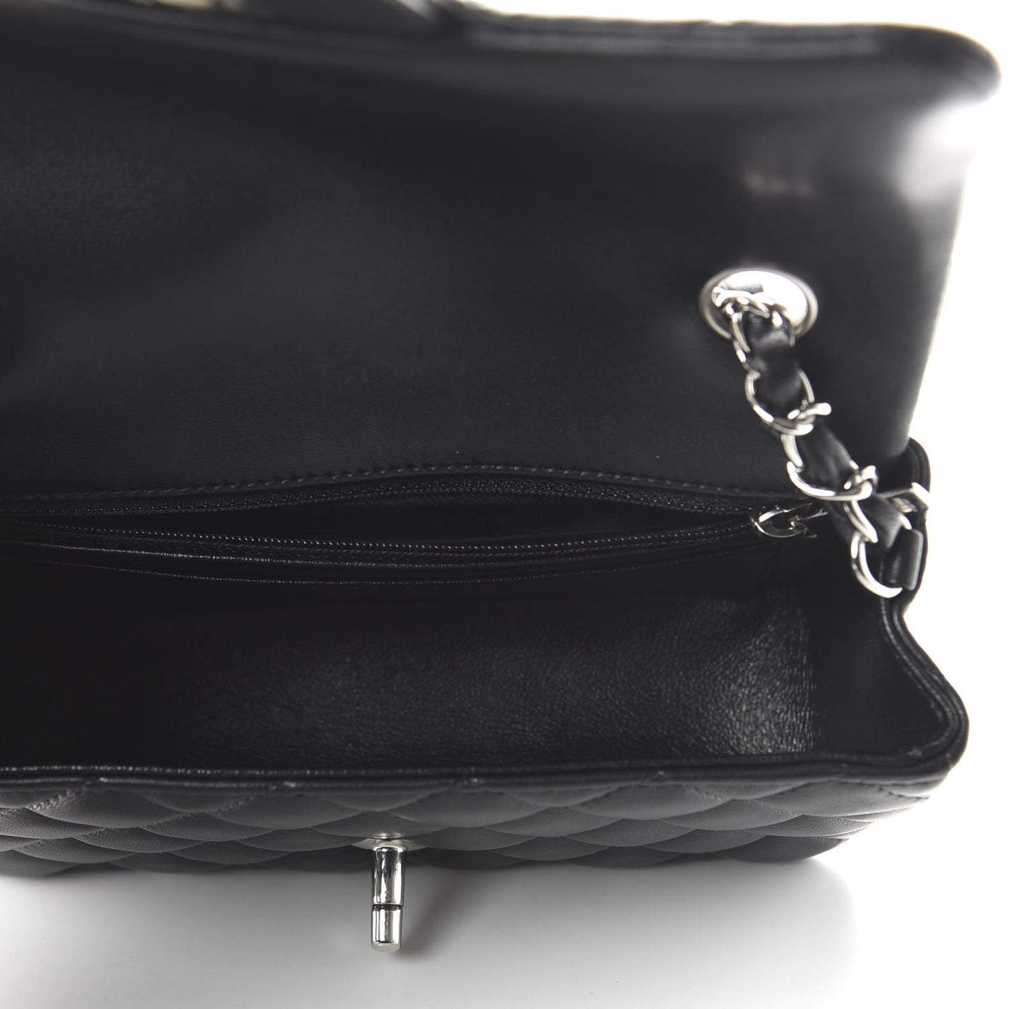 Lambskin Quilted Mini Rectangular Flap Black