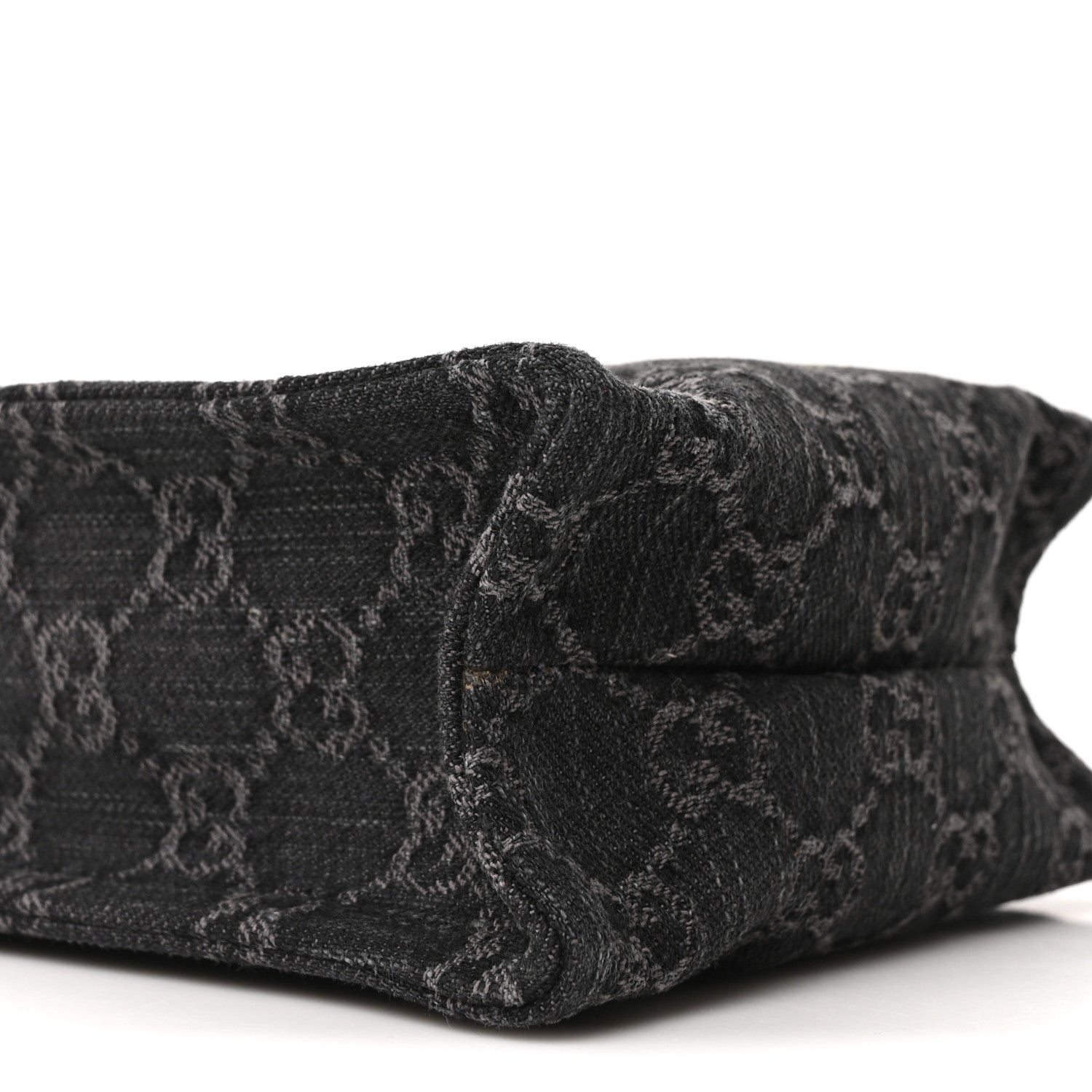 Gucci Denim GG Monogram Calfskin Mini Ophidia Tote Bag Black 9 of 10