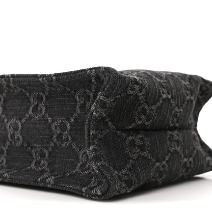 Gucci Denim GG Monogram Calfskin Mini Ophidia Tote Bag Black 9 of 10