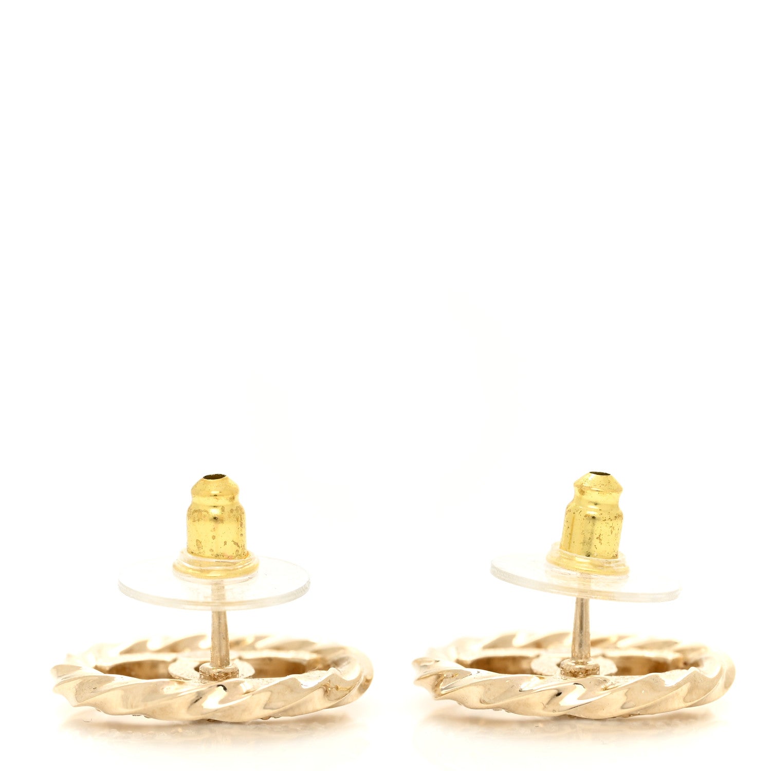 Chanel Metal Twist Crystal CC Earrings Gold 3 of 4
