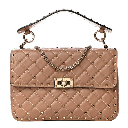 Valentino Garavani Nappa Medium Rockstud Spike Shoulder Bag Soft Noisette 1 of 9