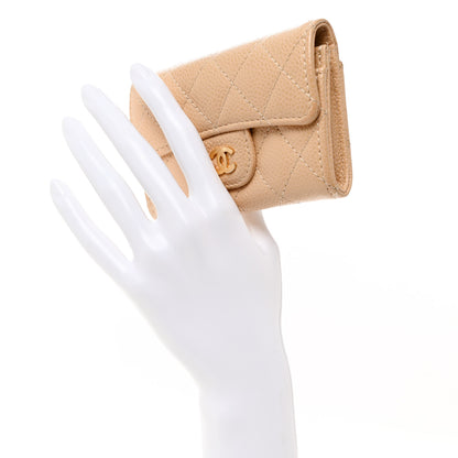 Chanel Caviar Quilted Flap Card Holder Wallet Beige 2 of 8