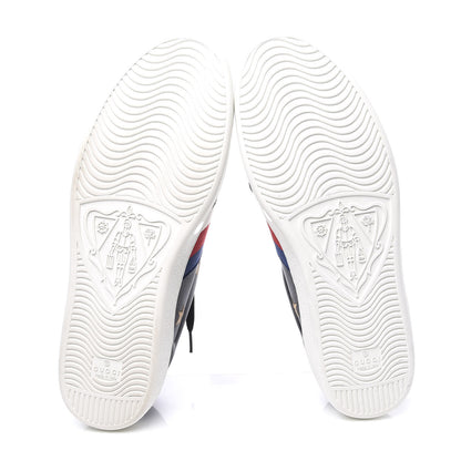 Gucci Calfskin Bee Star Embroidered Mens Sylvie Web Ace Sneakers 11 Black 6 of 11