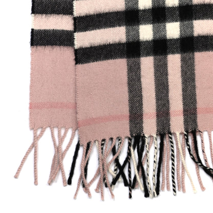 Burberry Cashmere Giant Heritage Check Fringe Scarf Ash Rose 3 of 4