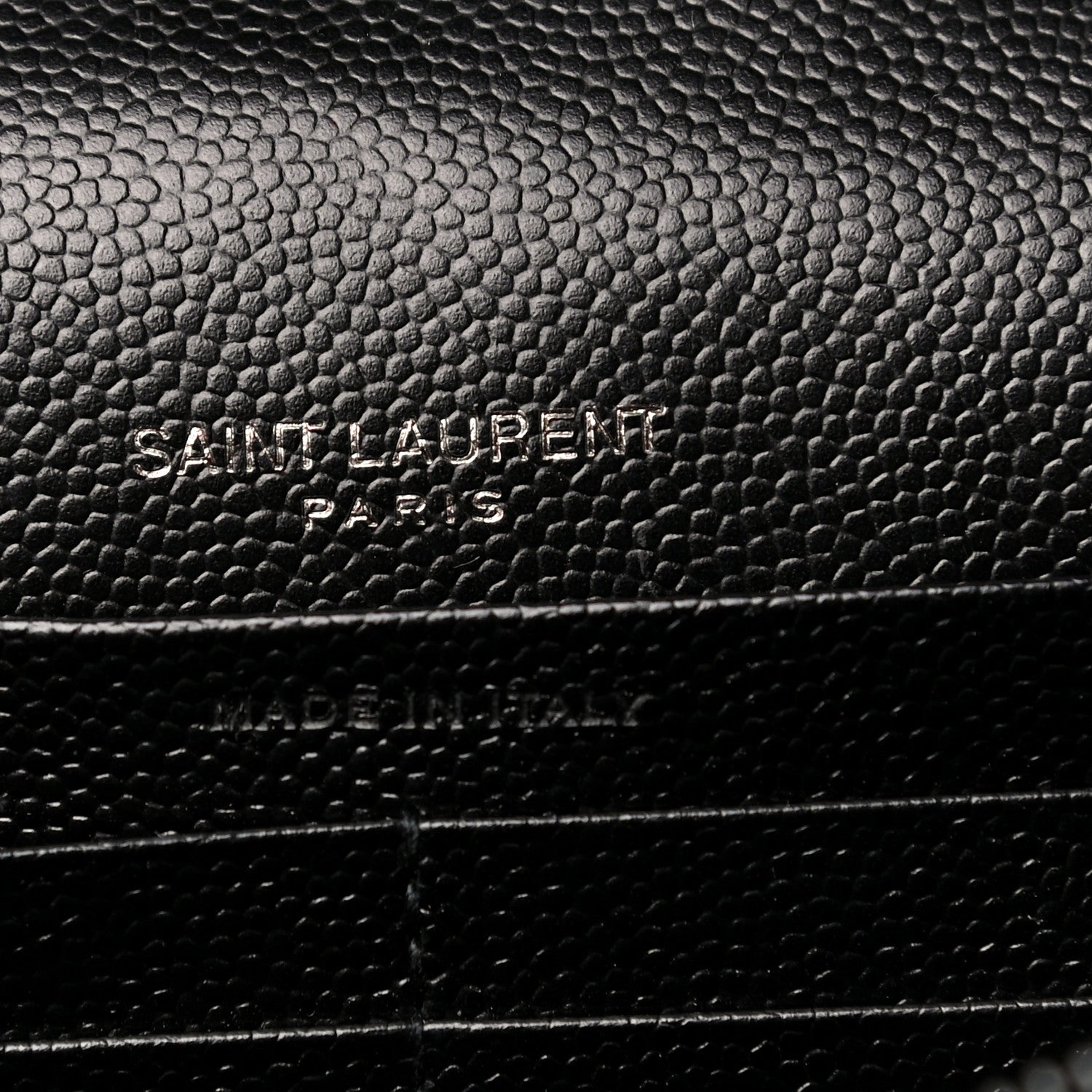 Saint Laurent Grain De Poudre Matelasse Chevron Monogram Chain Wallet Black 6 of 10