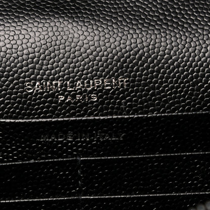 Saint Laurent Grain De Poudre Matelasse Chevron Monogram Chain Wallet Black 6 of 10