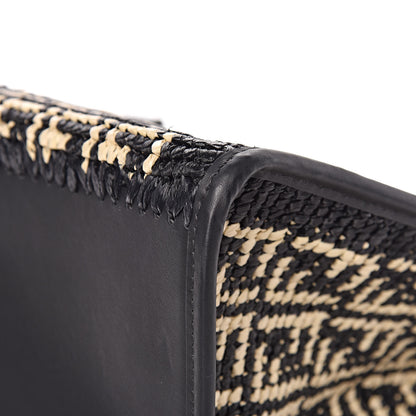 Fendi Raffia Vitello Century Wicker FF 1974 Crochet Large Runaway Shopper Tote Natural Black 9 of 12