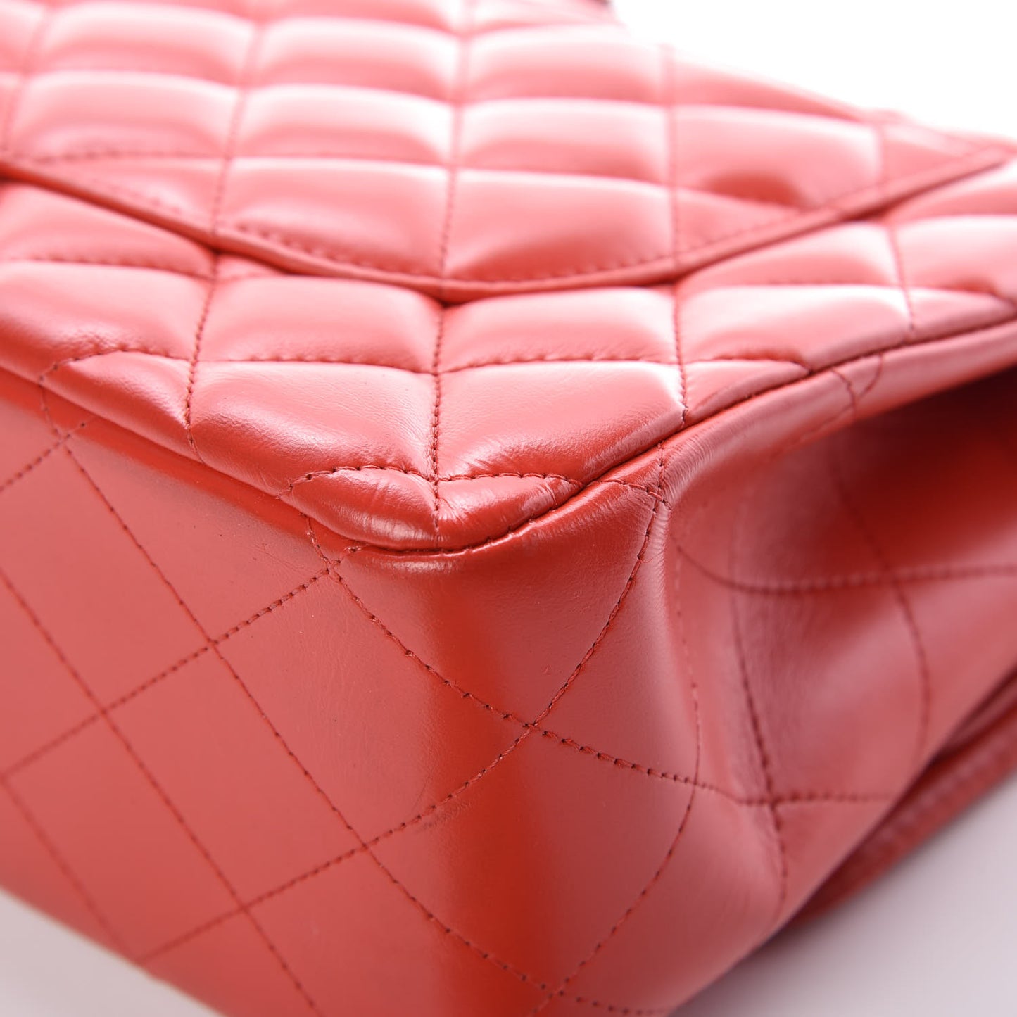 Lambskin Quilted Jumbo Double Flap Red