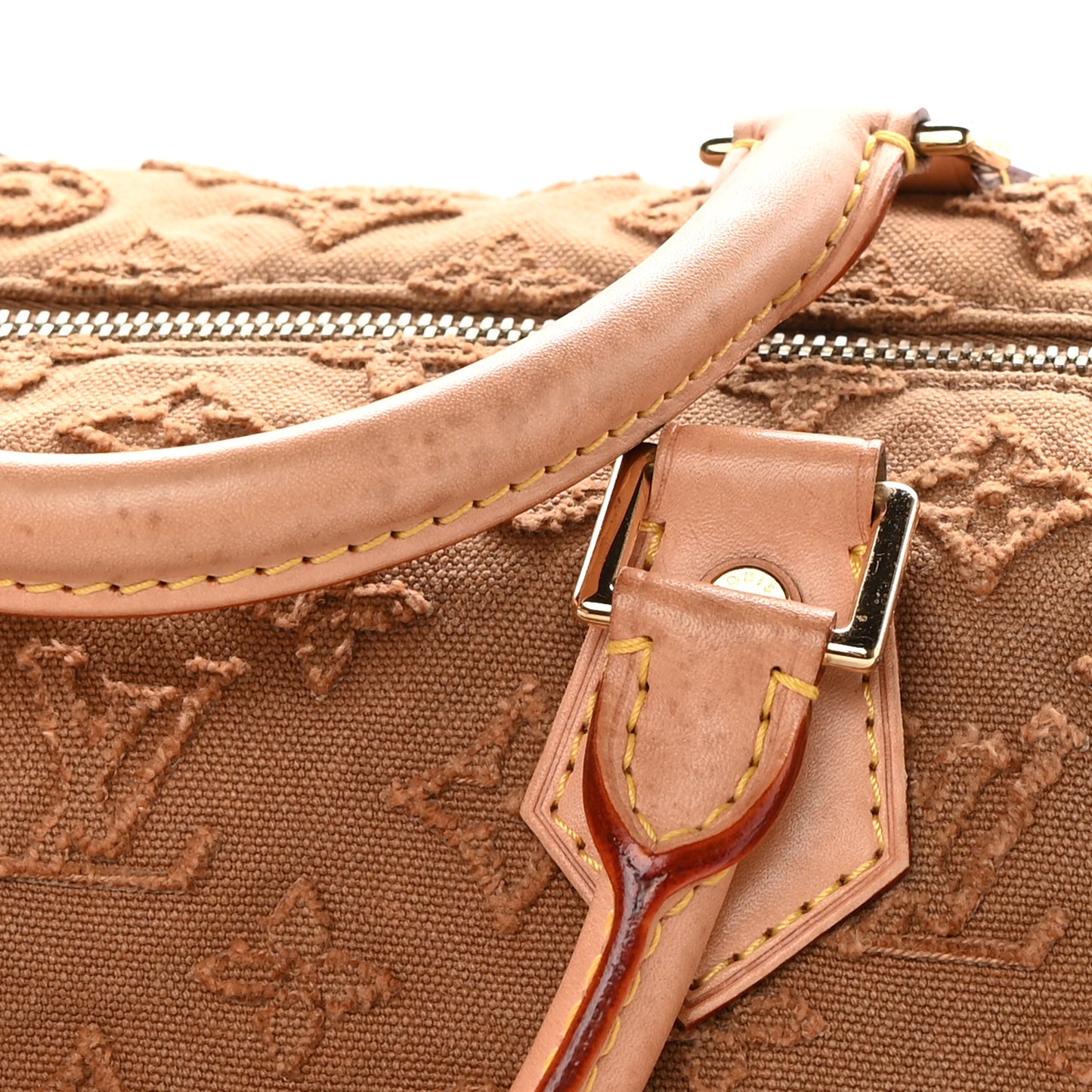 Denim Monogram Stone Speedy Bandouliere 35 Caramel