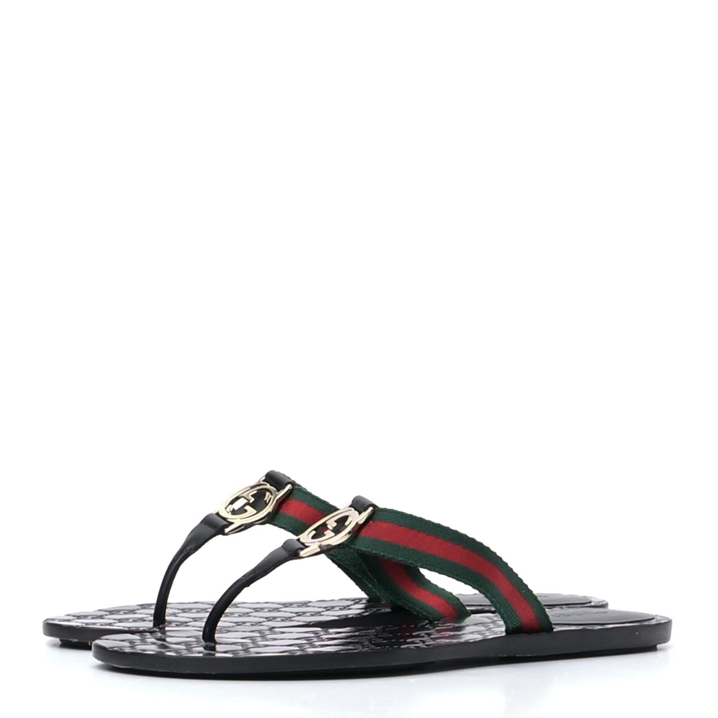 Nylon Guccissima Web Womens Thong Sandals 39 Green Red Black