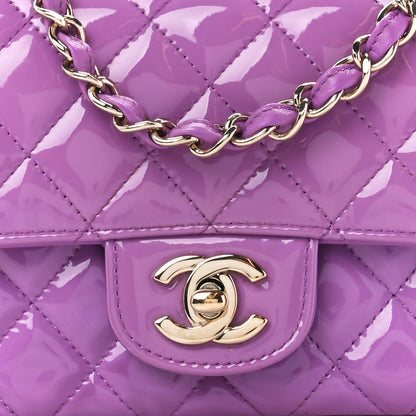 Chanel Patent Quilted Mini Rectangular Flap Purple 9 of 11