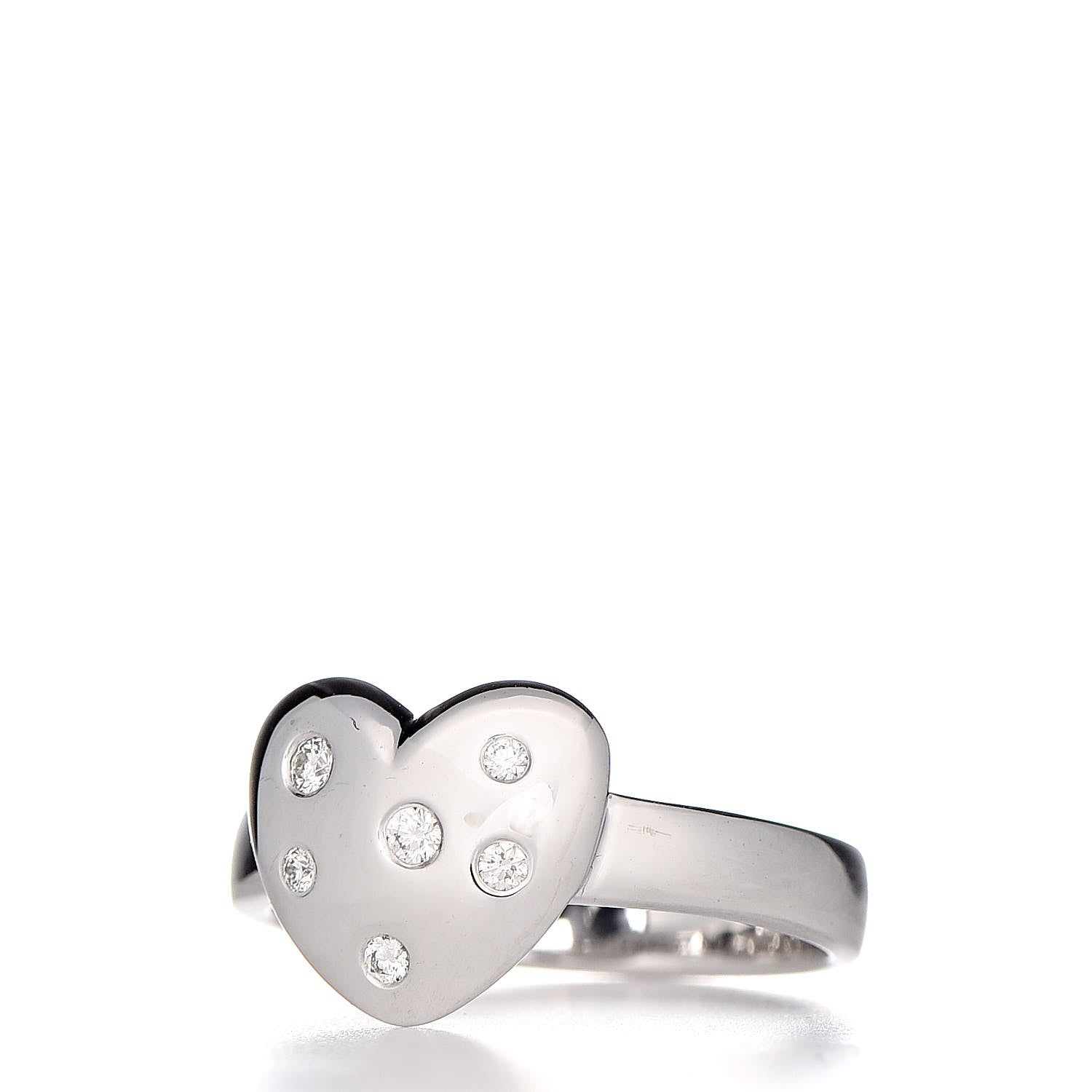 Tiffany 18K White Gold Diamond Etoile Heart Band Ring 50 5.25 3 of 6
