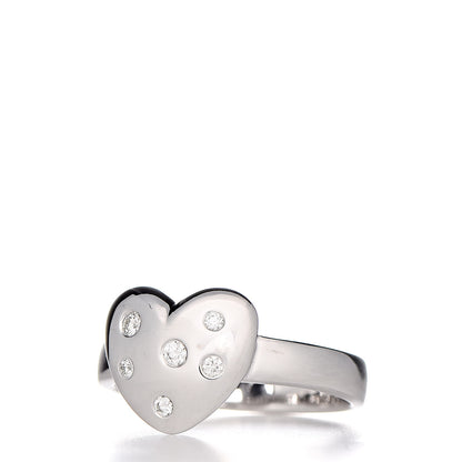 Tiffany 18K White Gold Diamond Etoile Heart Band Ring 50 5.25 3 of 6