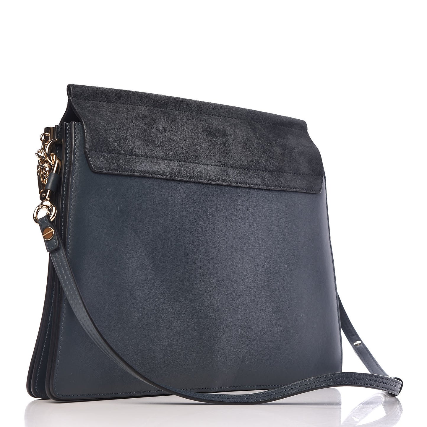 Suede Calfskin Medium Faye Shoulder Bag Silver Blue