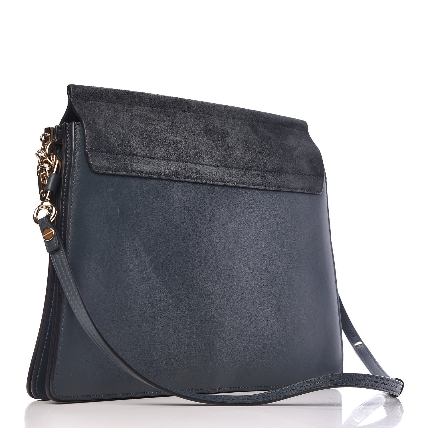 Chloe Suede Calfskin Medium Faye Shoulder Bag Silver Blue 3 of 16