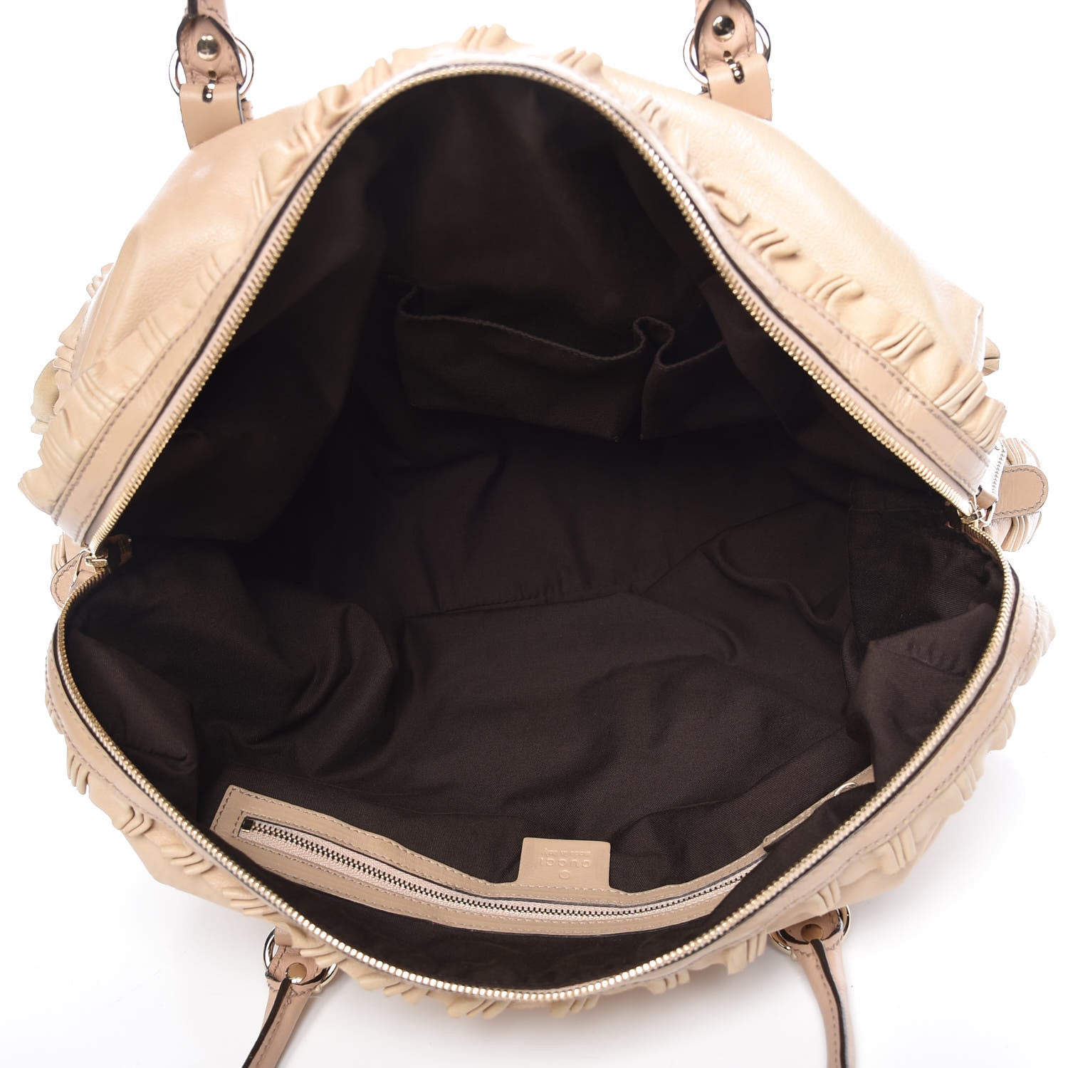 Gucci Calfskin Ruffle Medium Sabrina Boston Tote Nude 5 of 12