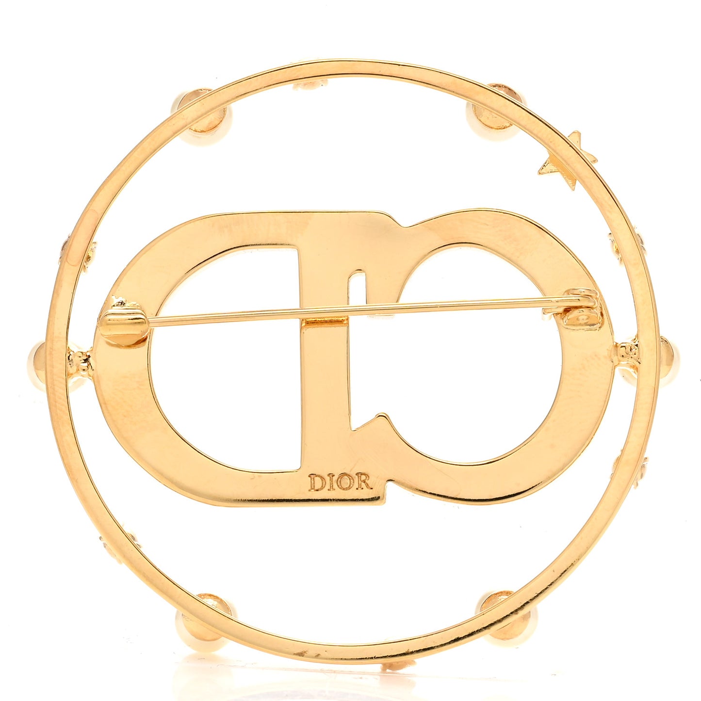 Crystal Pearl Clair D Lune Brooch Gold