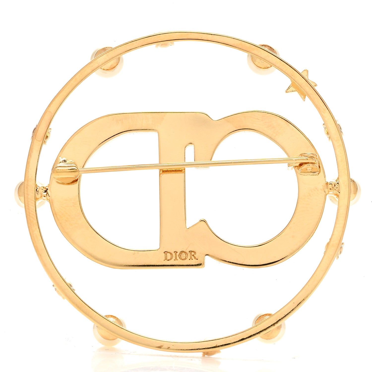 Christian Dior Crystal Pearl Clair D Lune Brooch Gold 3 of 5