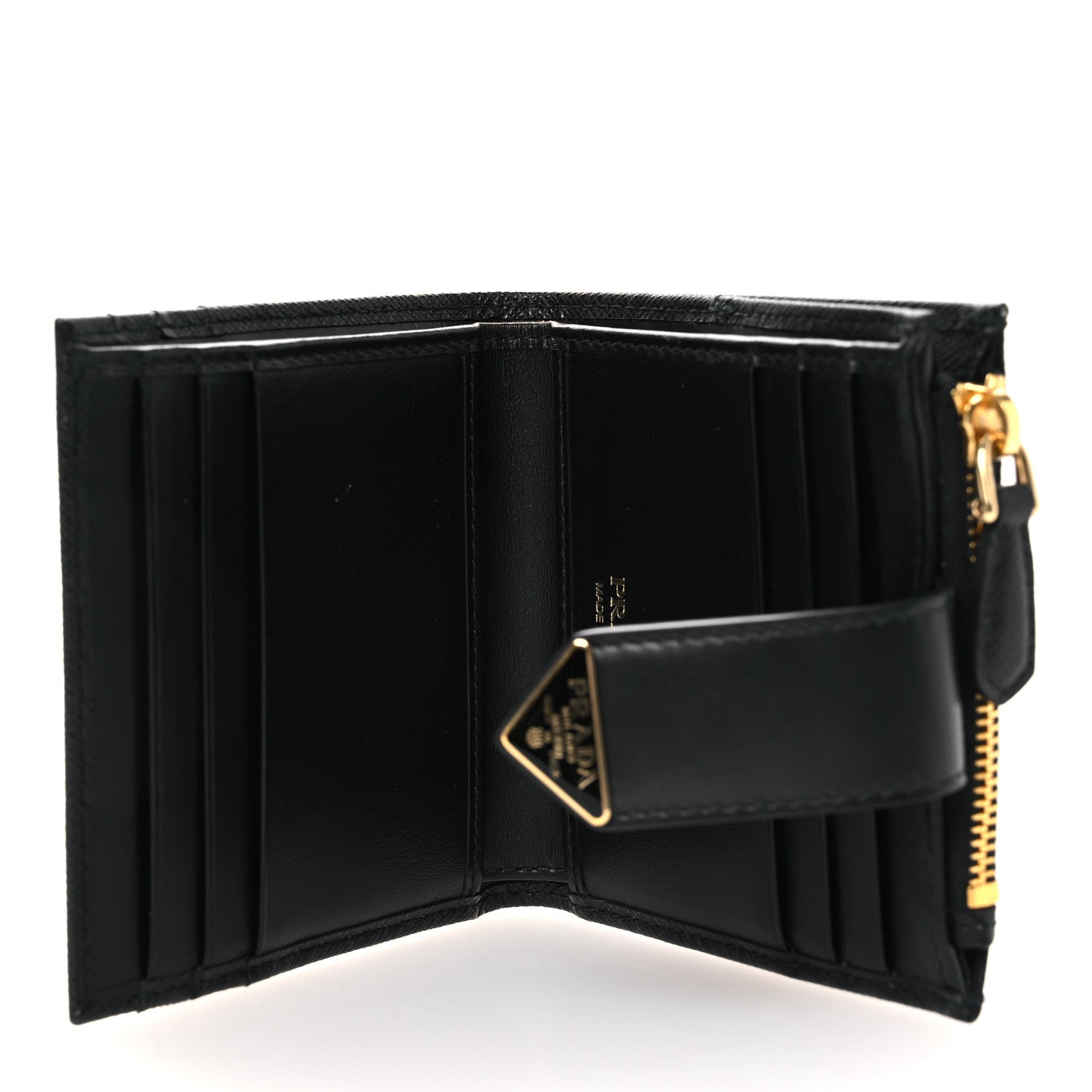 Prada Saffiano Small Triangle Wallet Black 6 of 11