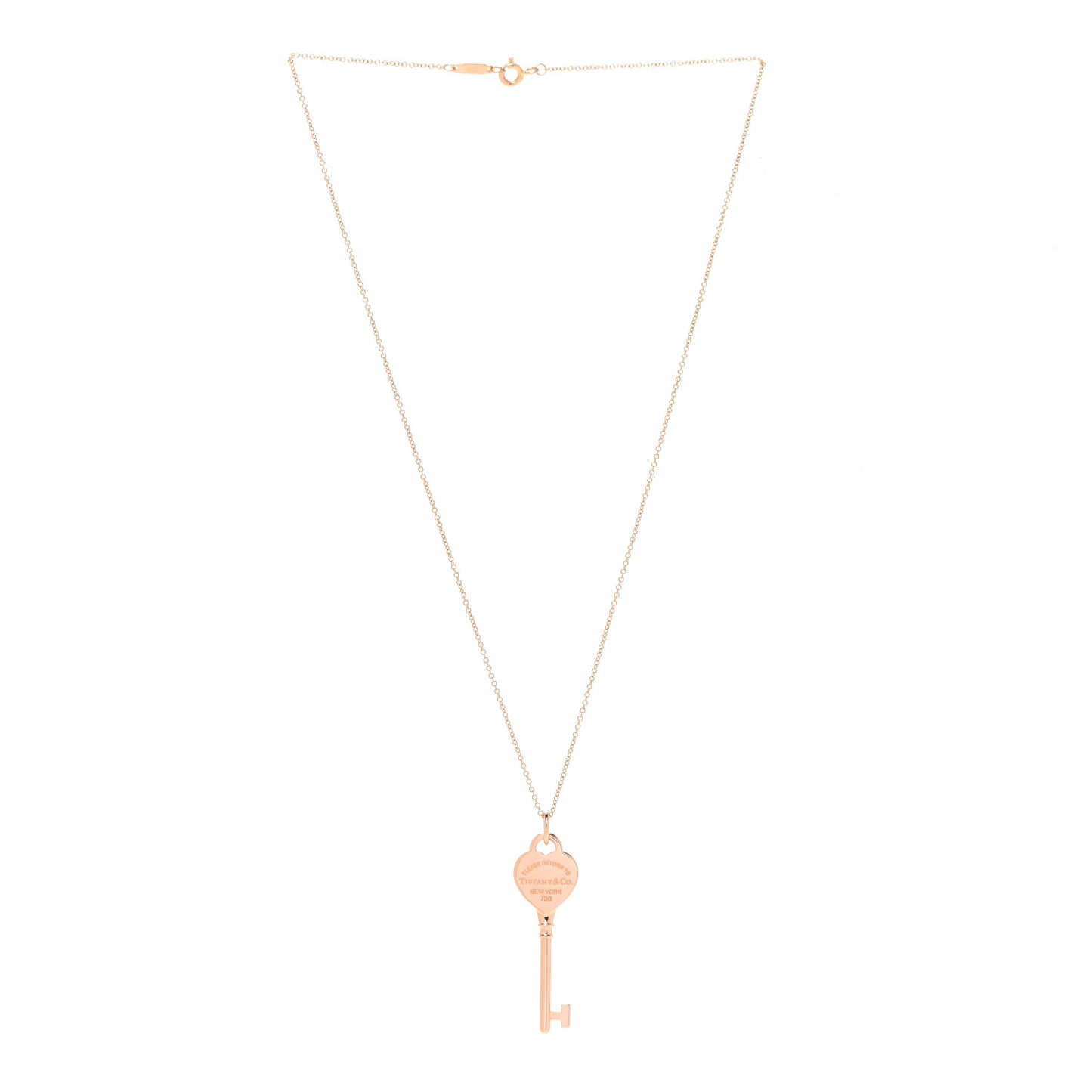 18K Rose Gold Return To Tiffany Heart Key Pendant Necklace