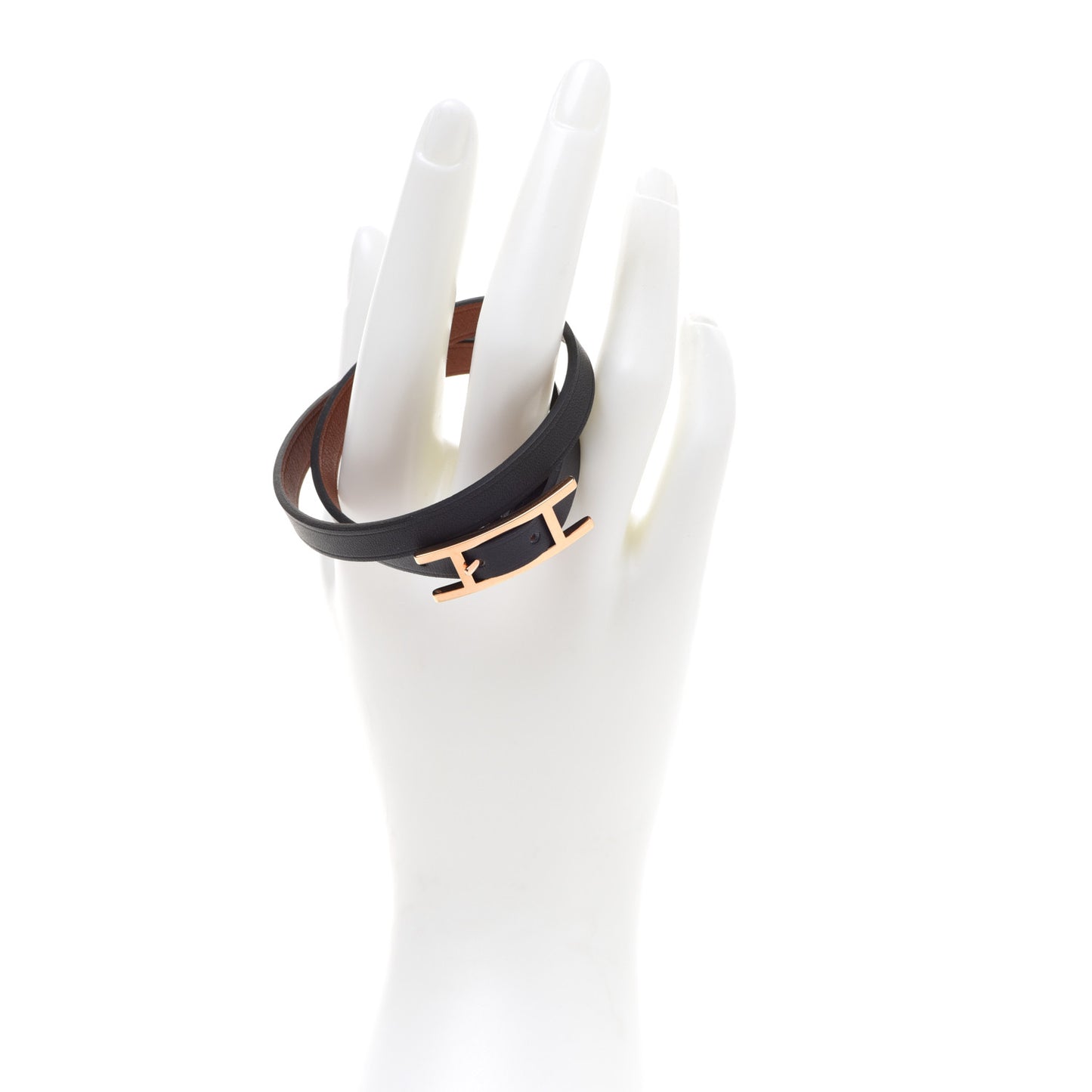 Chamonix Tadelakt Behapi Double Tour Reversible Bracelet T3 Black Fauve