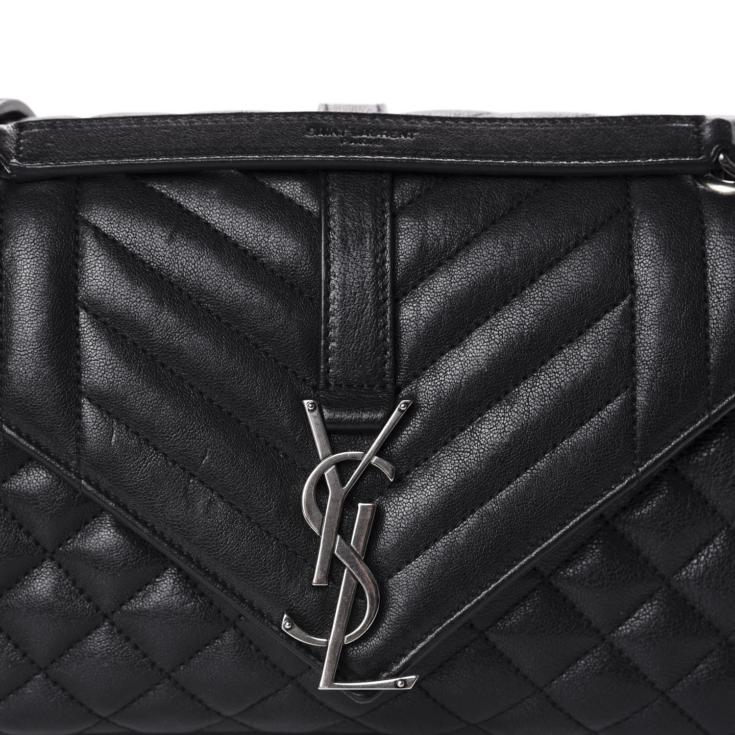 Saint Laurent Sheepskin Tri-Quilt Monogram Medium College Bag Black 11 of 11