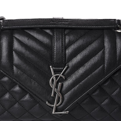 Saint Laurent Sheepskin Tri-Quilt Monogram Medium College Bag Black 11 of 11