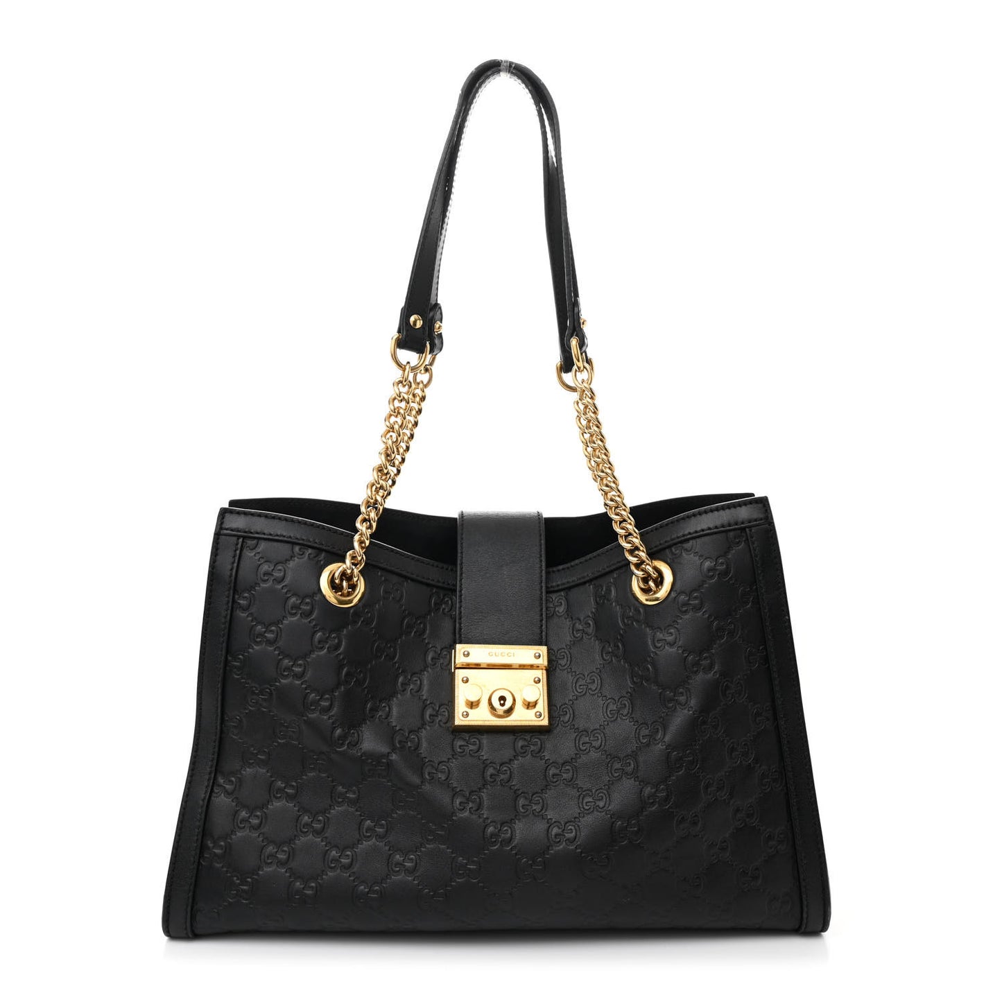 Guccissima Medium Padlock Tote Black