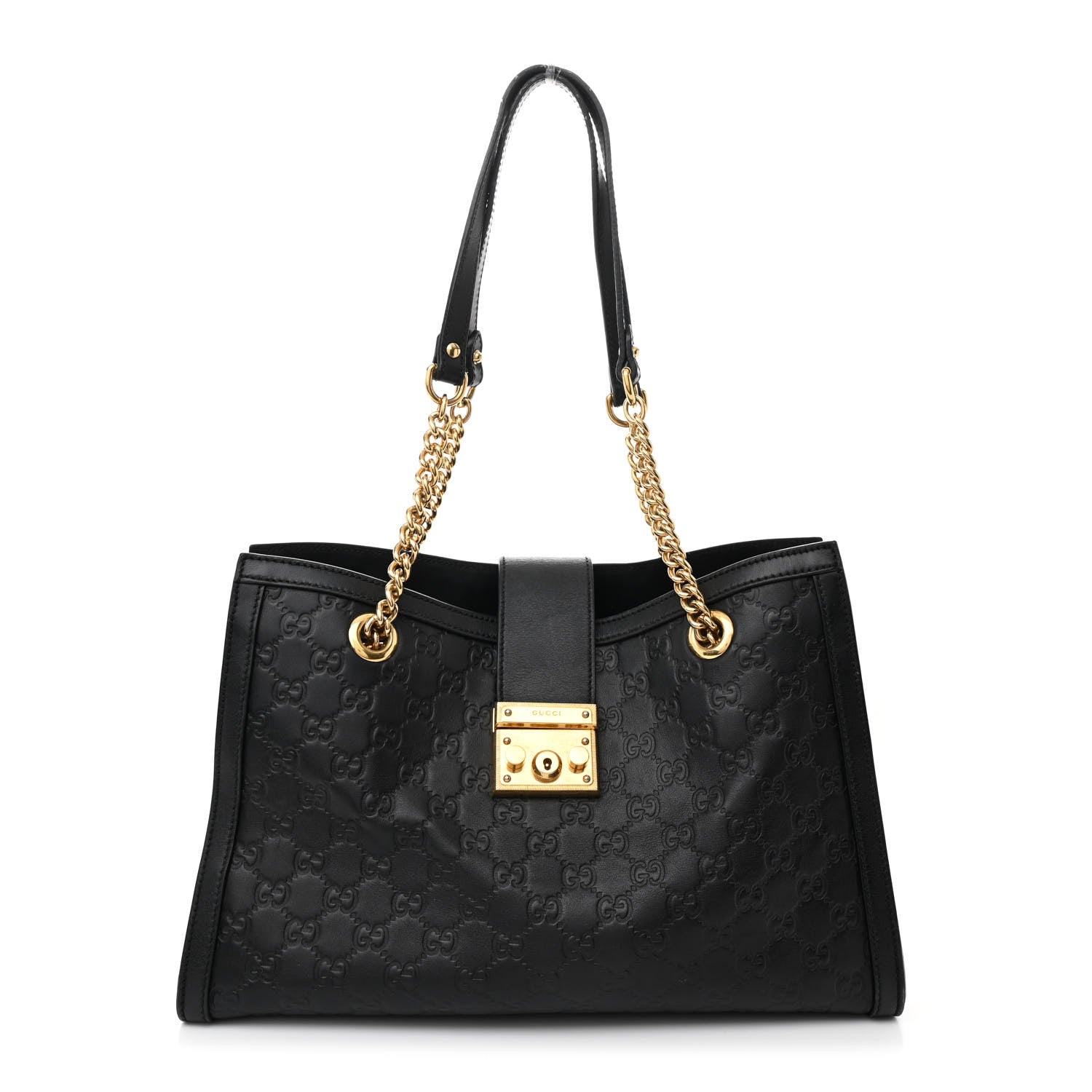 Gucci Guccissima Medium Padlock Tote Black 1 of 11