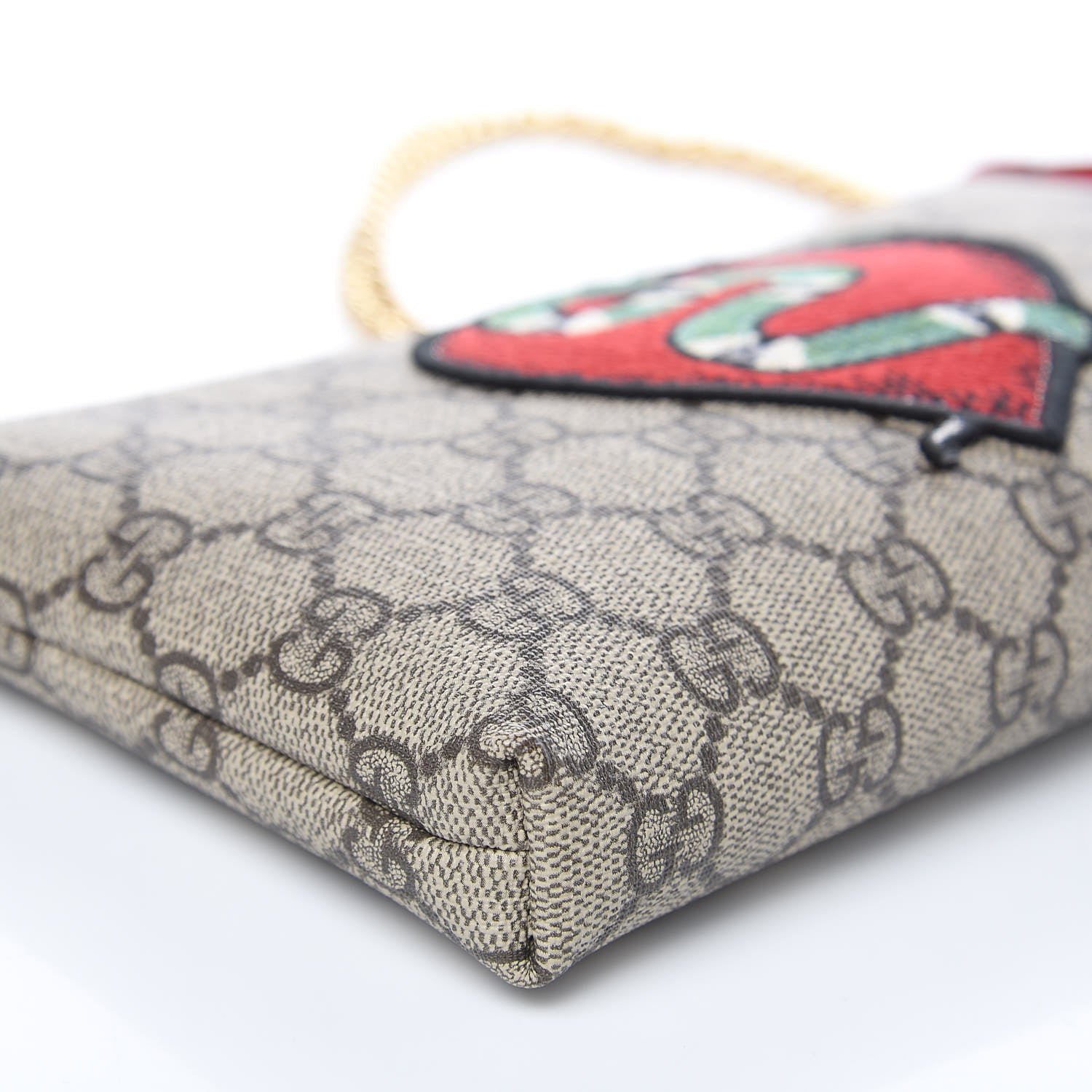 Gucci GG Supreme Monogram Kingsnake Heart Embroidered Chain Wrist Wallet Multicolor 7 of 9