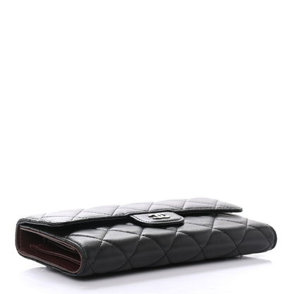 Chanel Lambskin Quilted Large Gusset Flap Wallet Black 4 of 8
