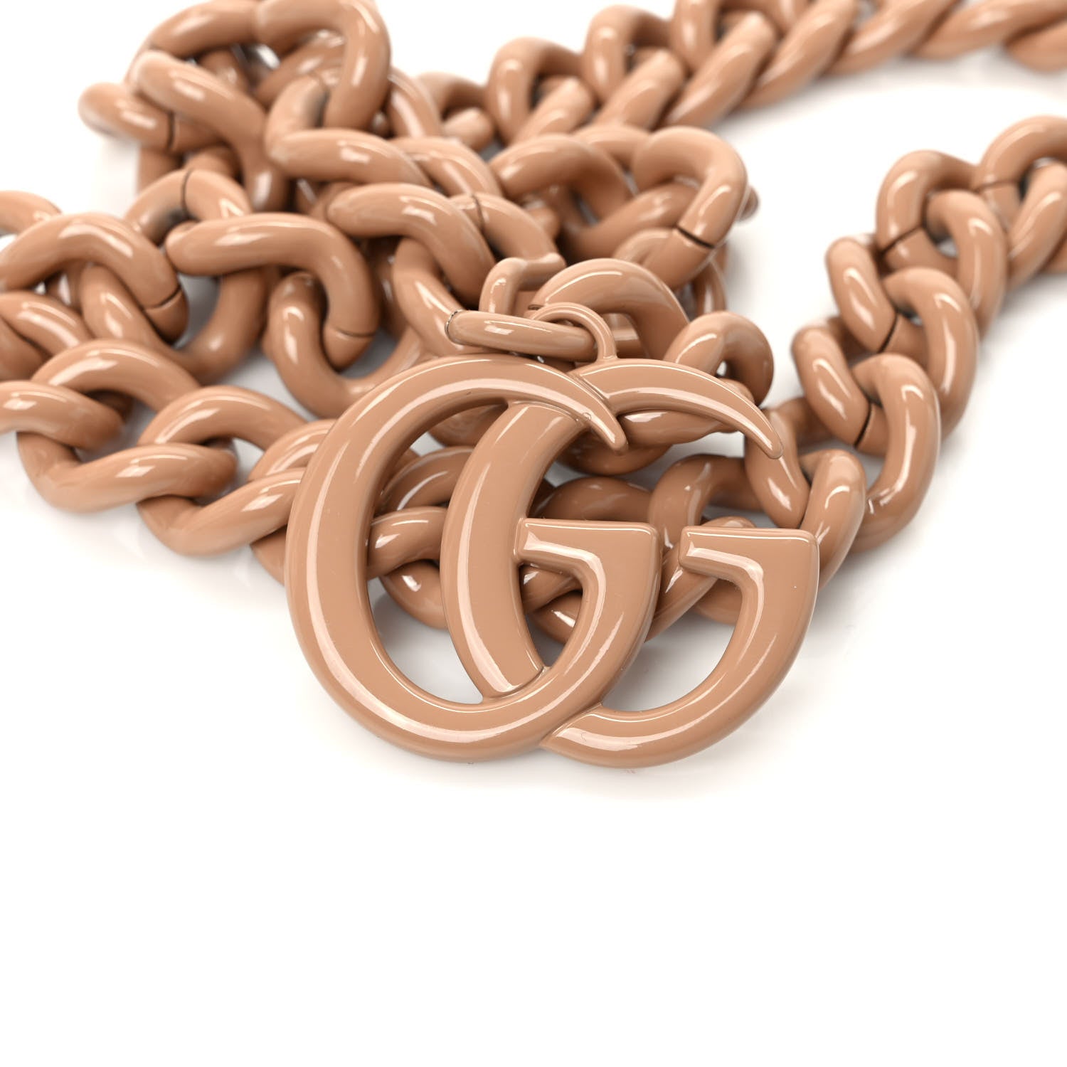Gucci Varnished Metal GG Marmont Chain Belt Beige 3 of 4