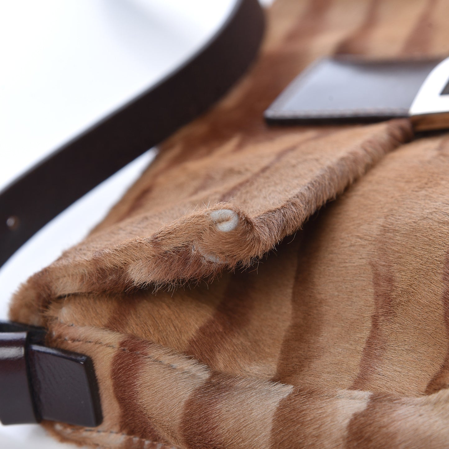 Calf Hair Zebra Print Baguette Brown