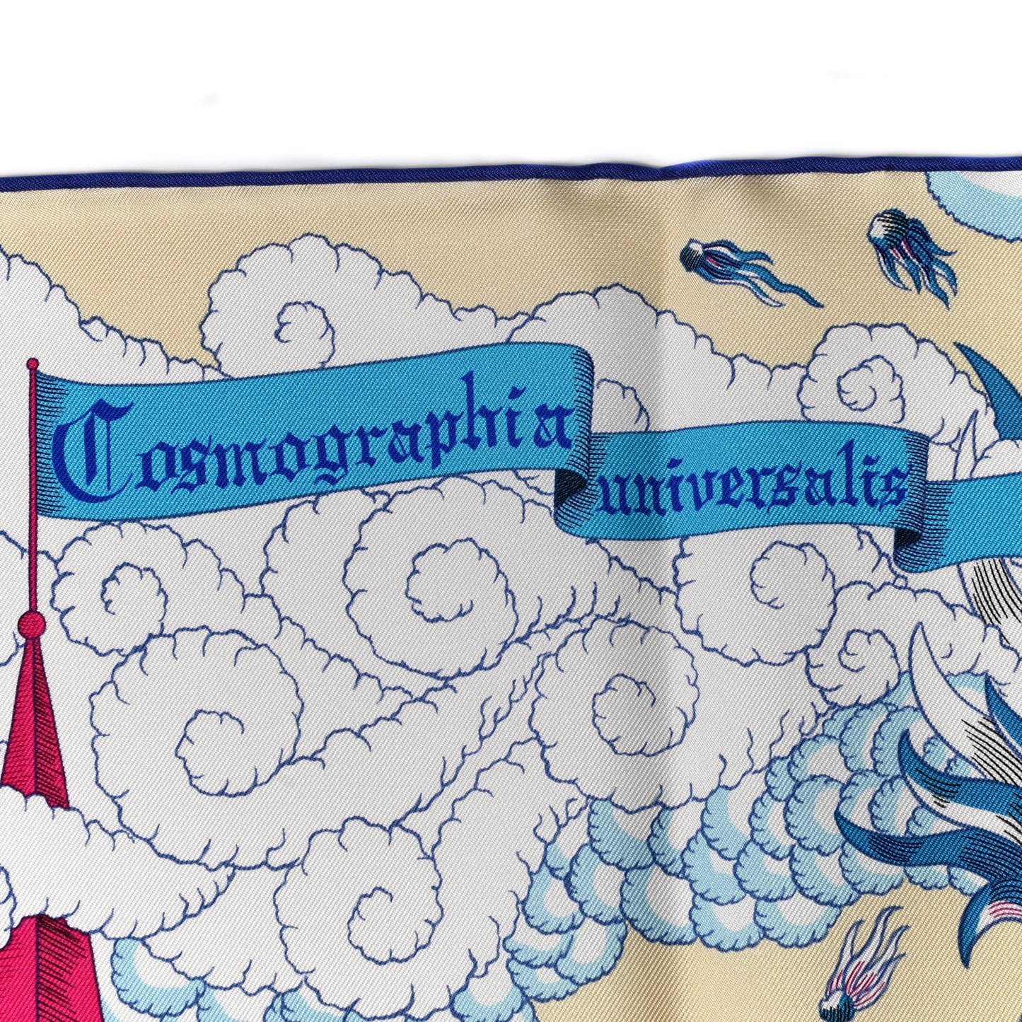 Silk Cosmographia Universalis Scarf 90 Corail Vert Jaune