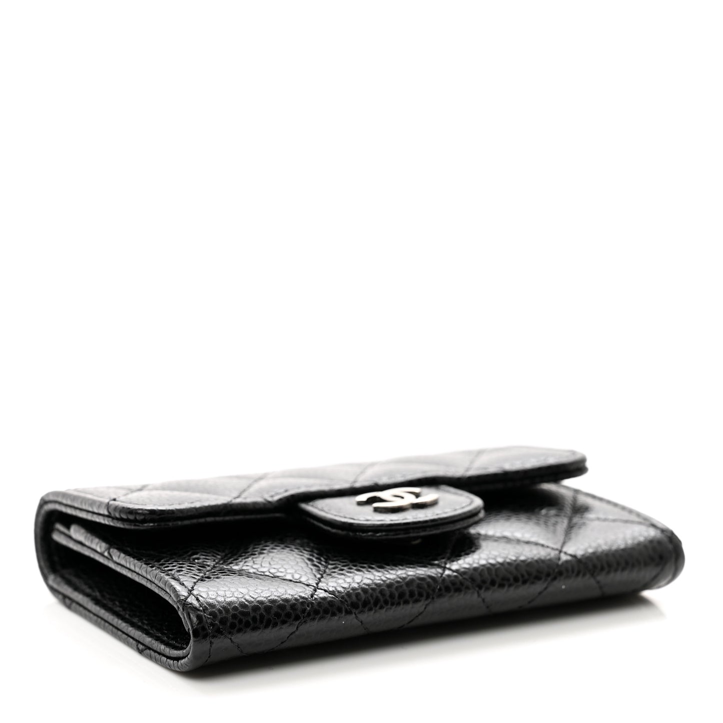Caviar Quilted Flap Card Holder Black