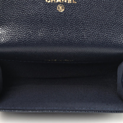 Chanel Caviar Quilted Flap Card Holder Wallet Navy Blue 3 of 3