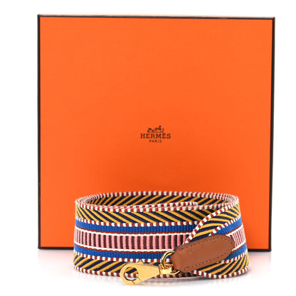 Hermes Toile Swift 50mm Sangle Cavale Shoulder Strap Ambre Rose D'Ete Gold 5 of 5