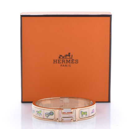Hermes Enamel Couvertures et Tenues de Jour Narrow Clic Clac H Bracelet PM Pannacotta 5 of 5