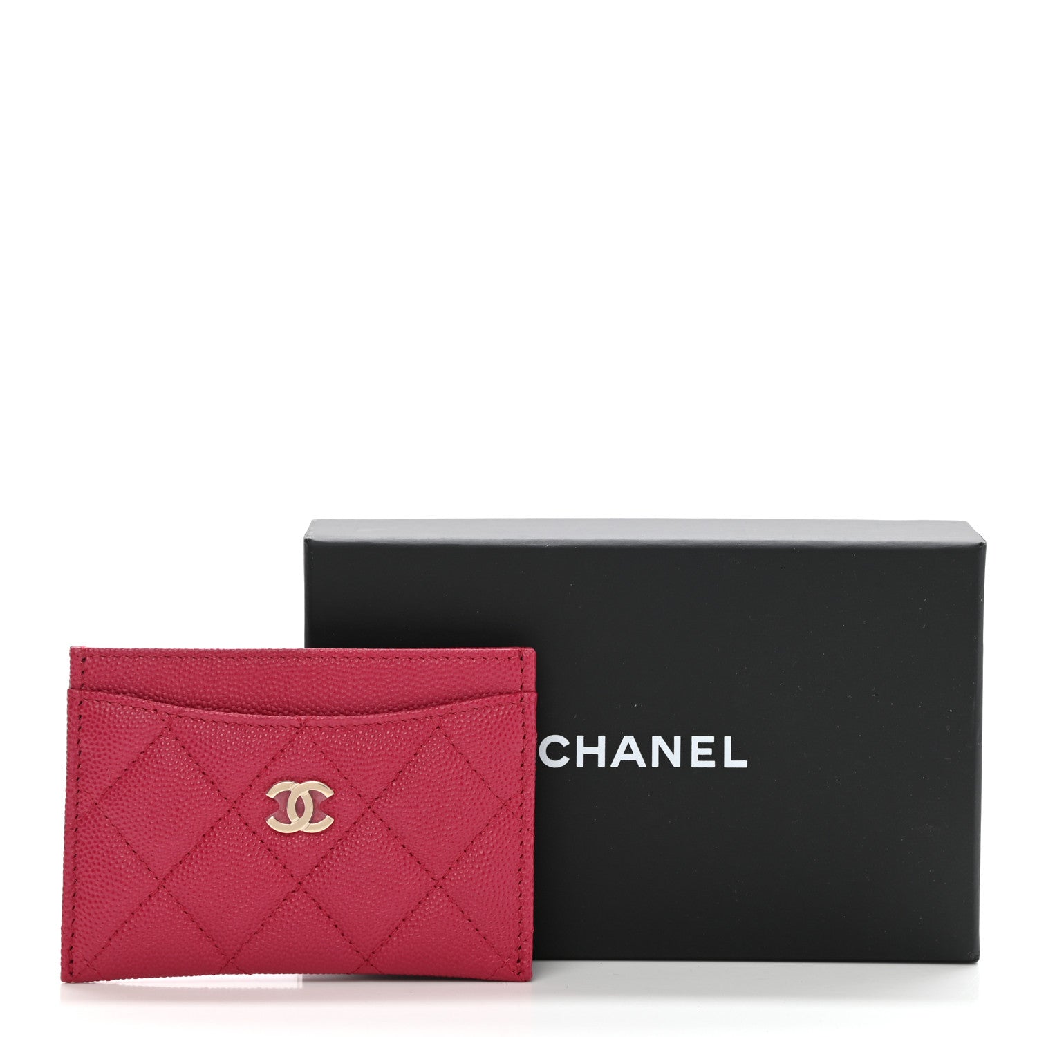 Chanel Caviar Quilted Card Holder Dark Pink 9 of 9