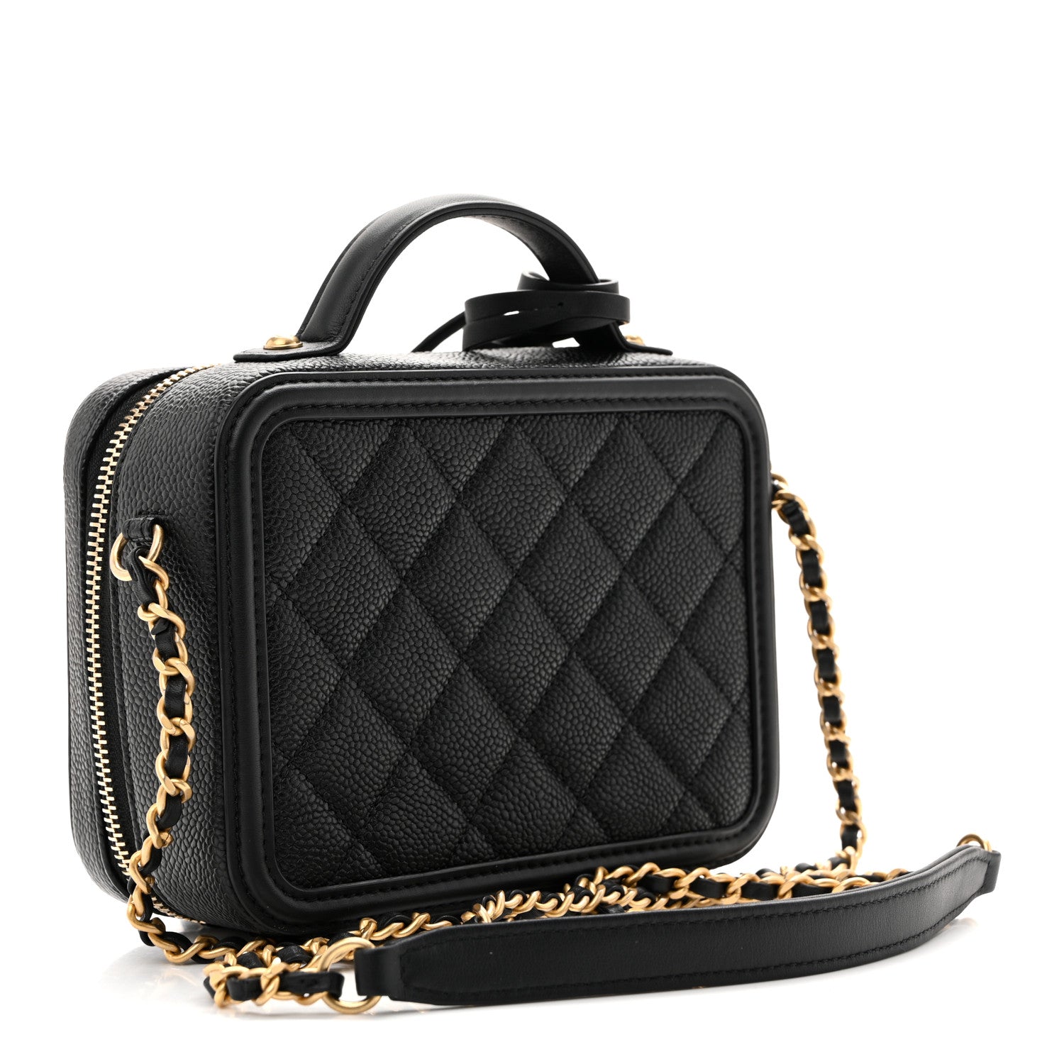 Chanel Caviar Quilted Small CC Filigree Vanity Case Black 3 of 10
