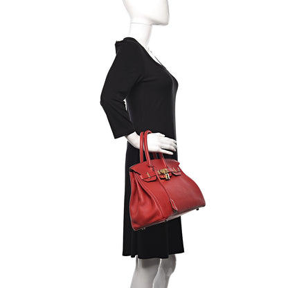 Hermes Taurillon Clemence Birkin 30 Rouge Casaque 2 of 11