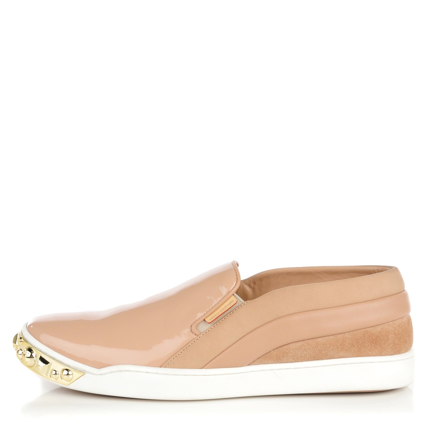 Patent Calfskin Suede Tempo Slip On Sneakers 41 Nude