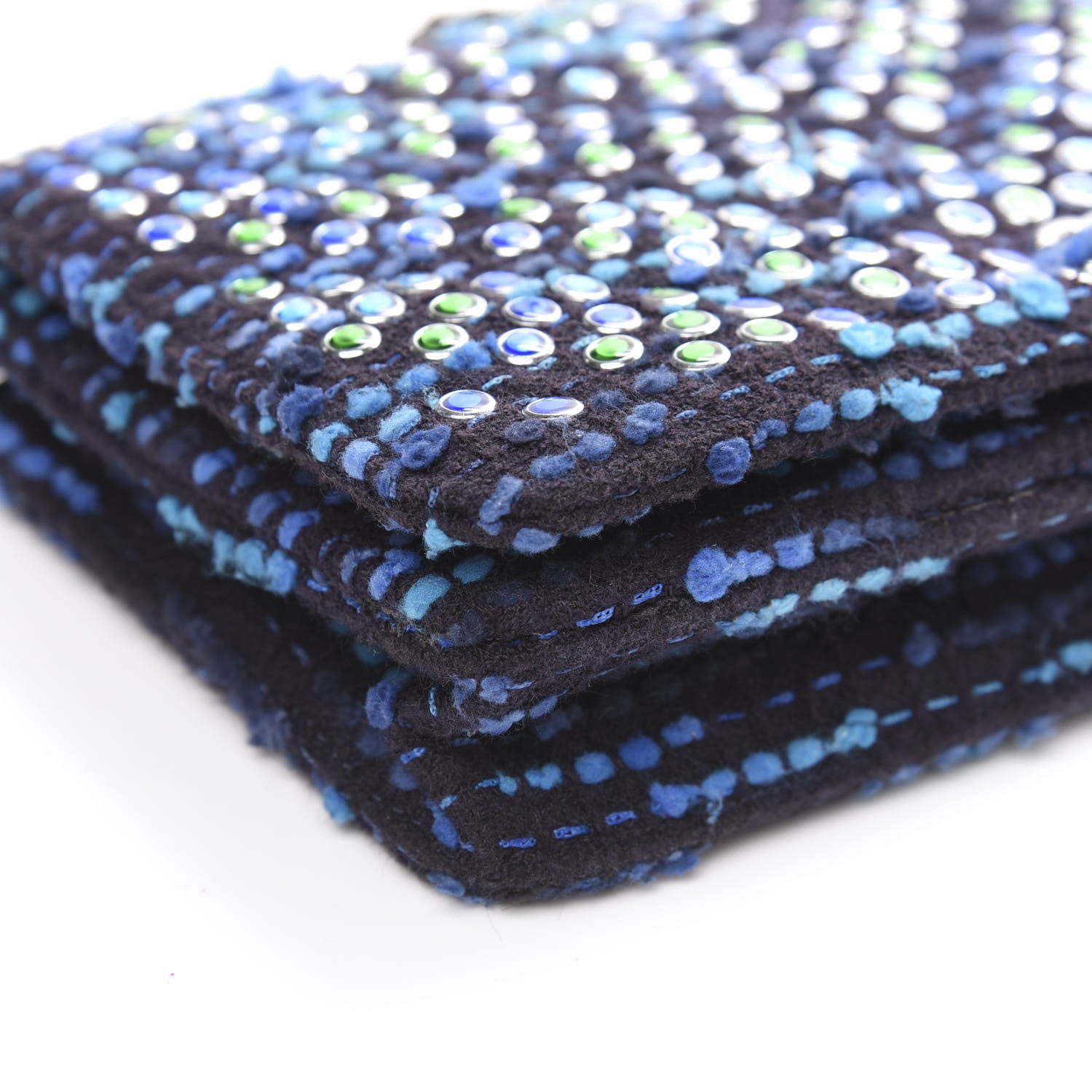 Chanel Crystal Tweed Wallet On Chain WOC Blue 7 of 10