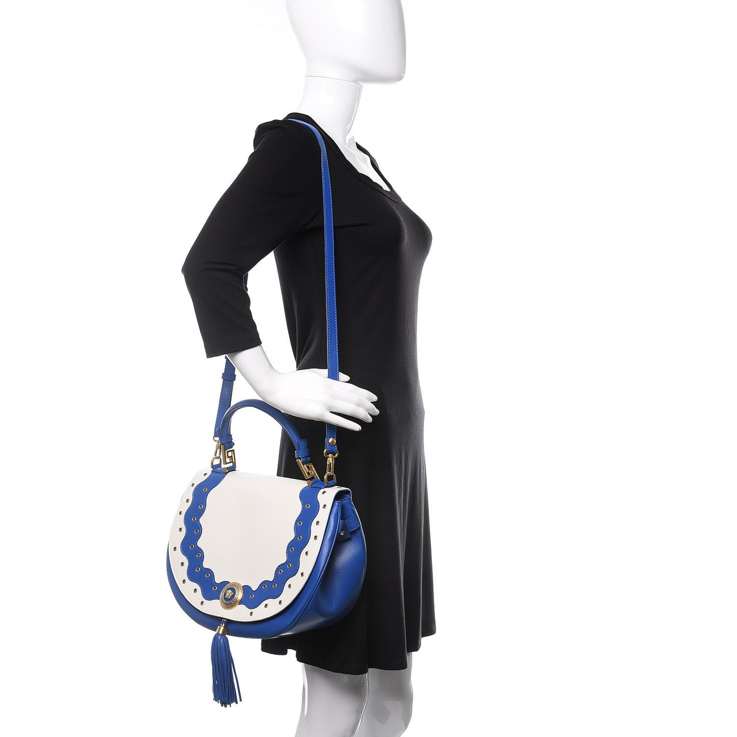 Calfskin Vanitas Crossbody Bag Blue White