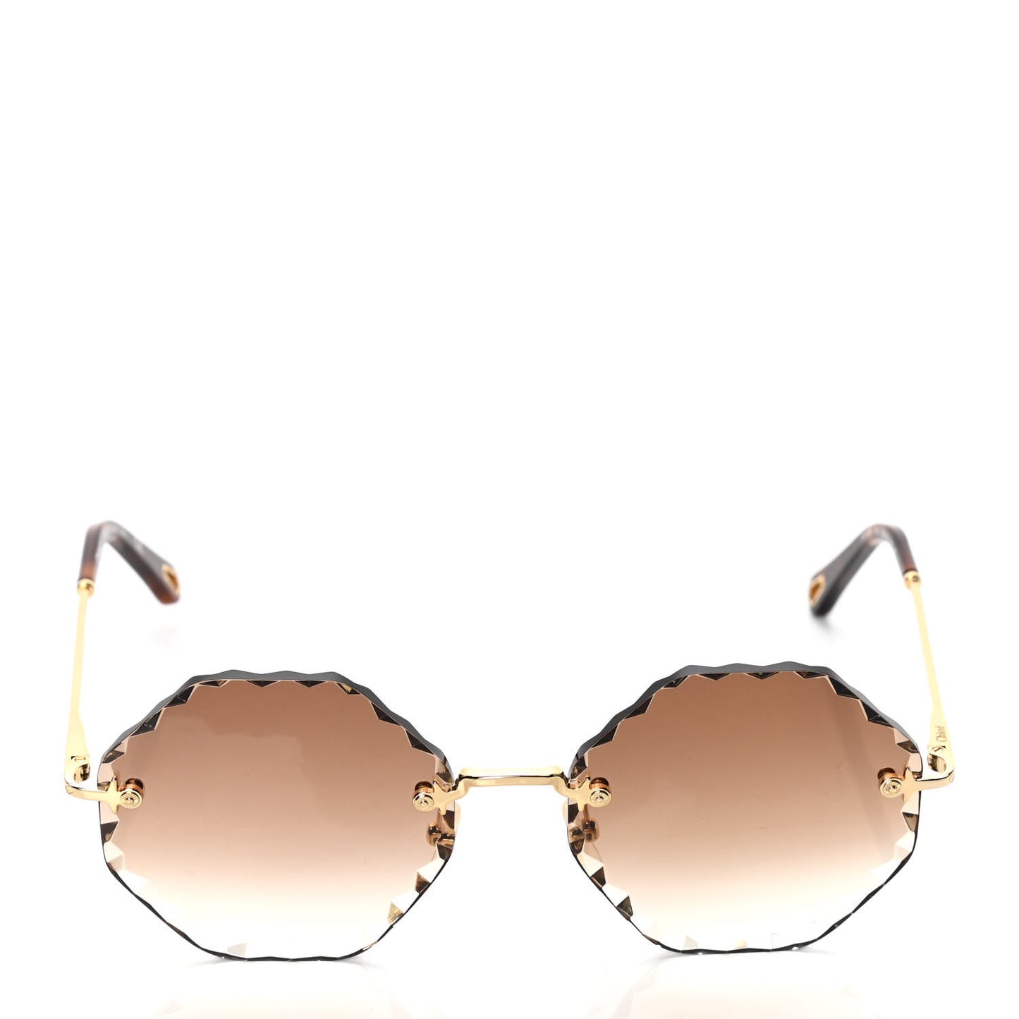 Rosie Bevelled Round Sunglasses CE142S Gold Gradient Brown