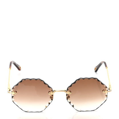 Chloe Rosie Bevelled Round Sunglasses CE142S Gold Gradient Brown 2 of 7