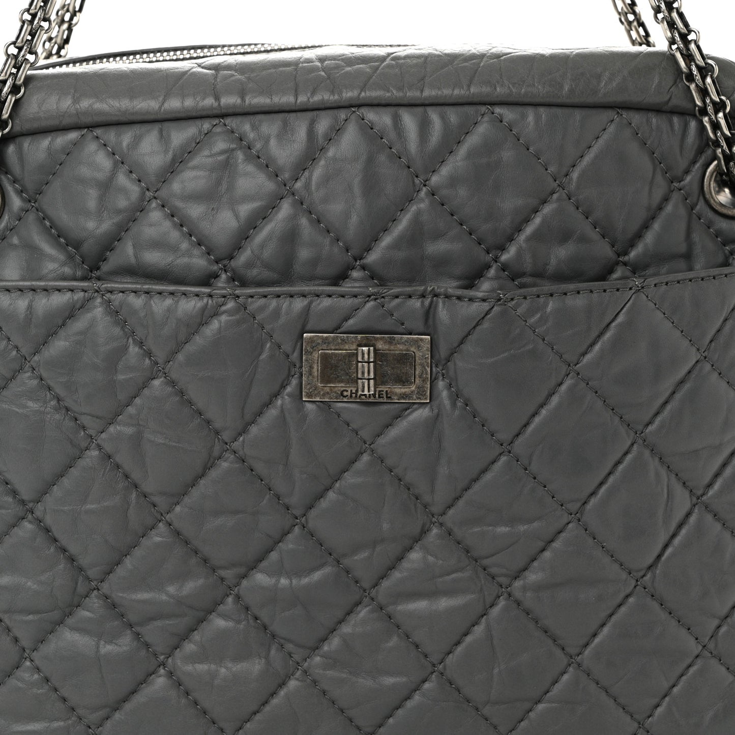 Aged Calfskin Quilted Large Reissue Camera Case Grey