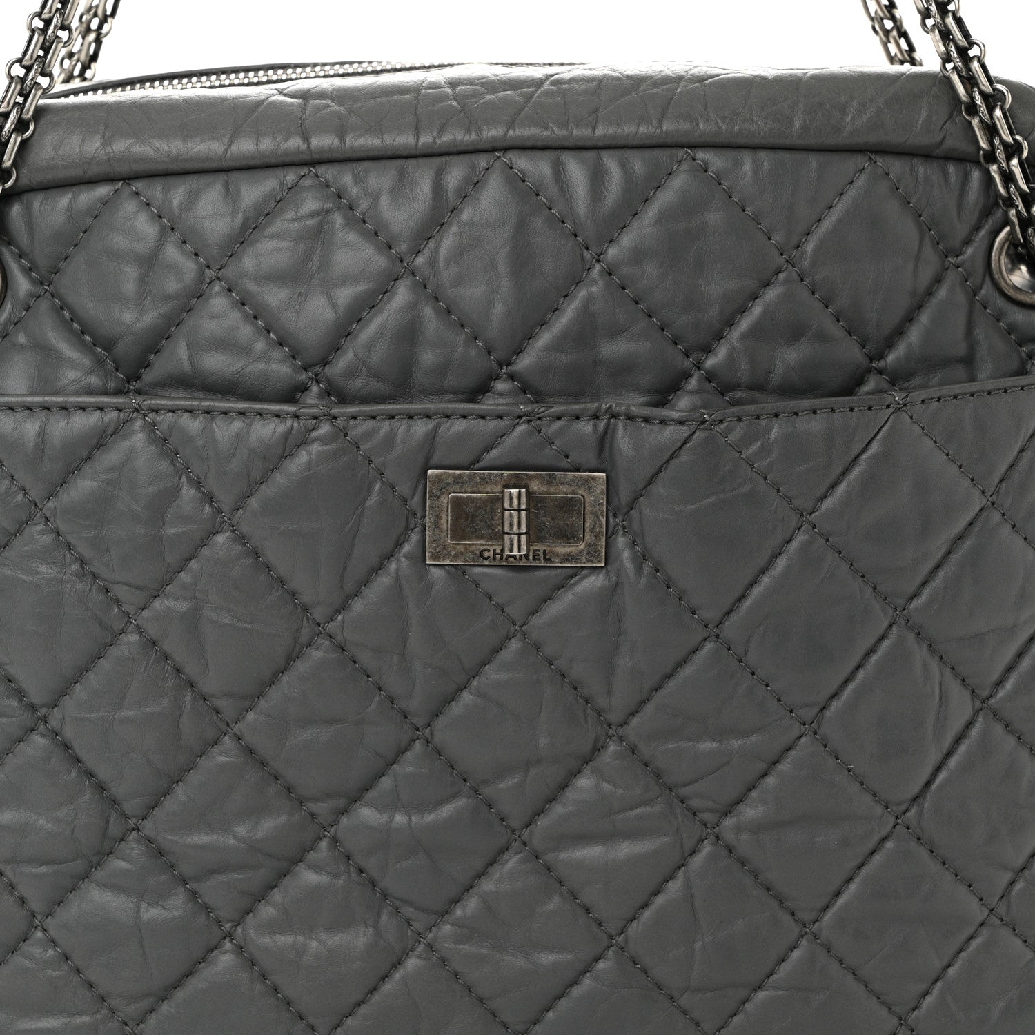 Chanel Aged Calfskin Quilted Large Reissue Camera Case Grey 8 of 11