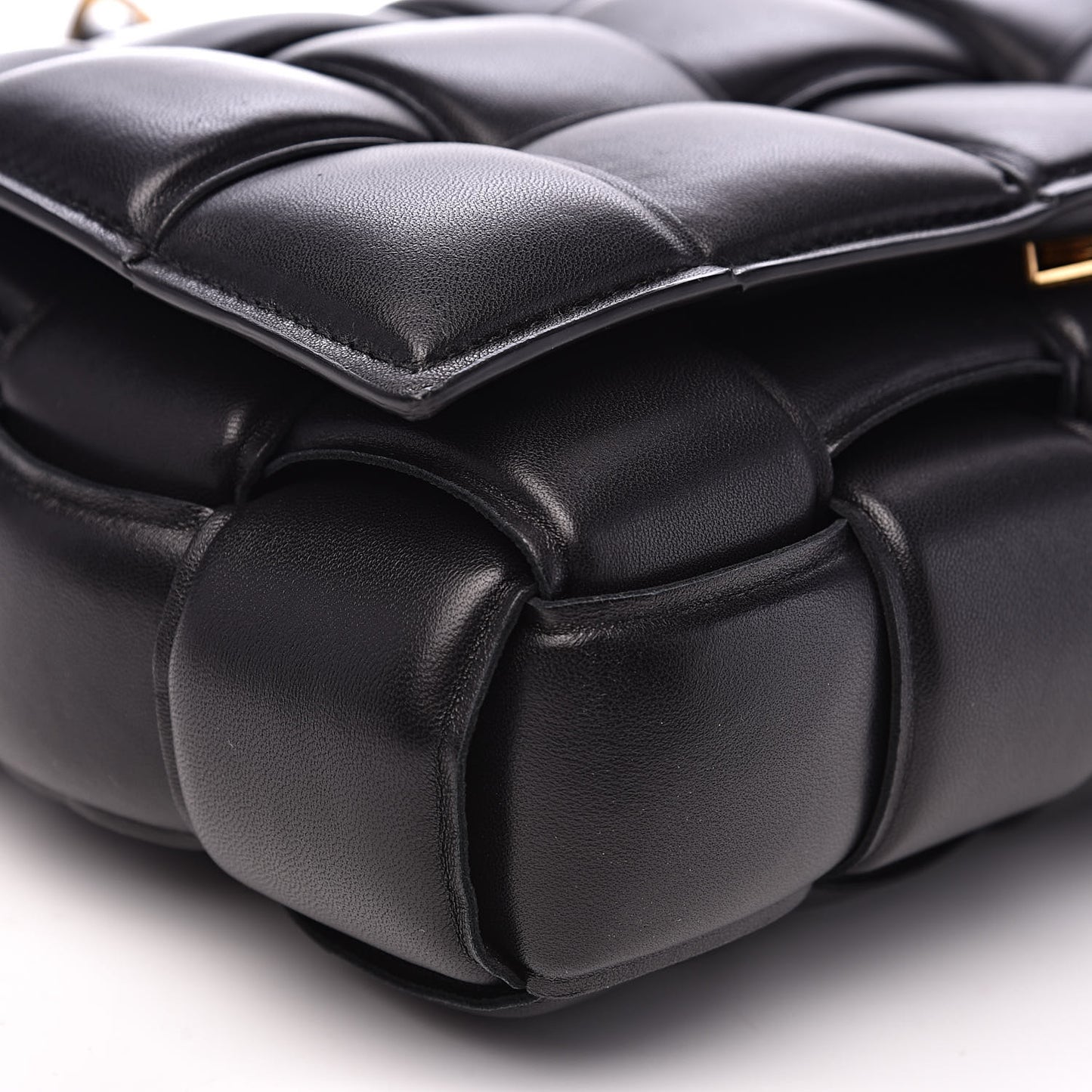 Nappa Maxi Intreccio Padded Cassette Crossbody Bag Black